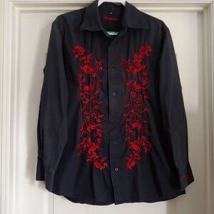 Vintage Dragonfly Mens Button Shirt 80's Rockstar Grunge Band Embroidered XXL